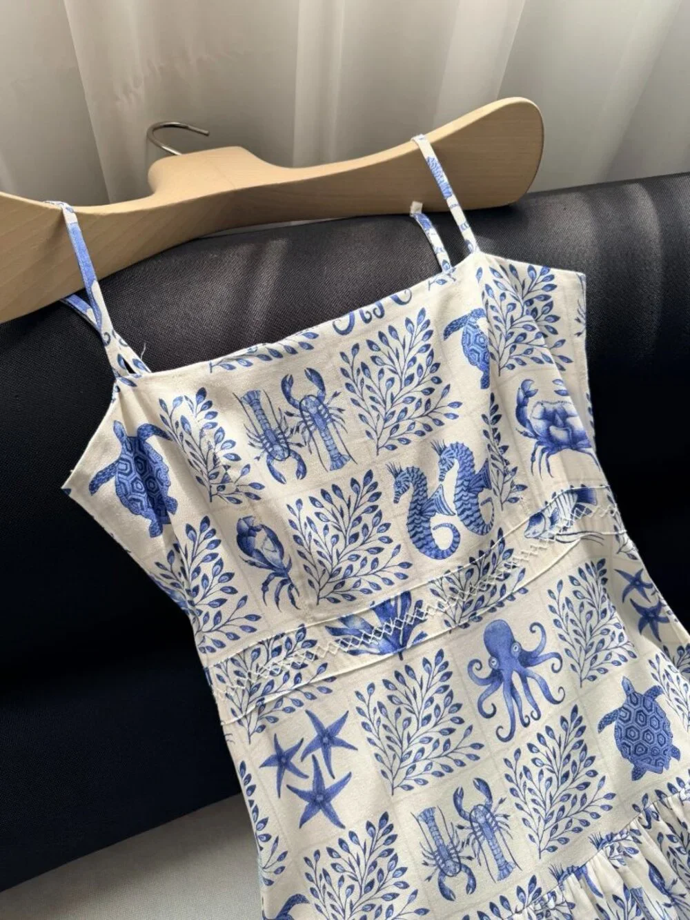 Agua by Agua Bendita Blue Marine Life Print Spaghetti Strap Maxi Dress - Picture 2 of 10